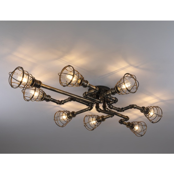 Rétro Plafonnier LED Moderne en Métal , Lustre Lampe Suspension Vintage 8 Lumières E27 Bas pour Salon Chambre Cuisine Bar Café (sans source de lumière)