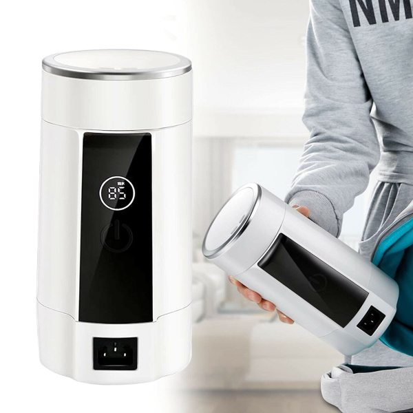 Bouilloire portable 600 ml Mini électrique de voyage chaudière dortoir en acier inoxydable pour appartement, bureau, voyage (blanc)