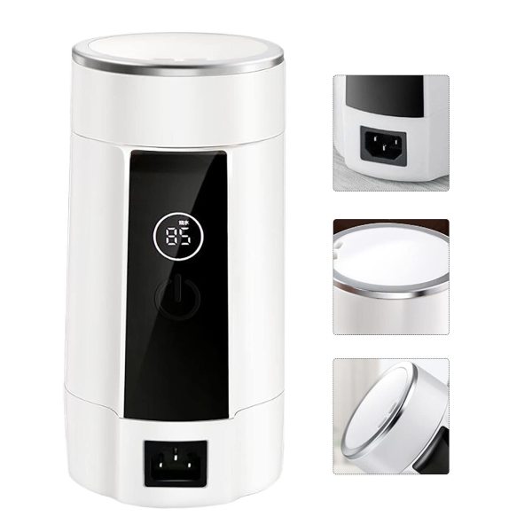 Bouilloire portable 600 ml Mini électrique de voyage chaudière dortoir en acier inoxydable pour appartement, bureau, voyage (blanc)