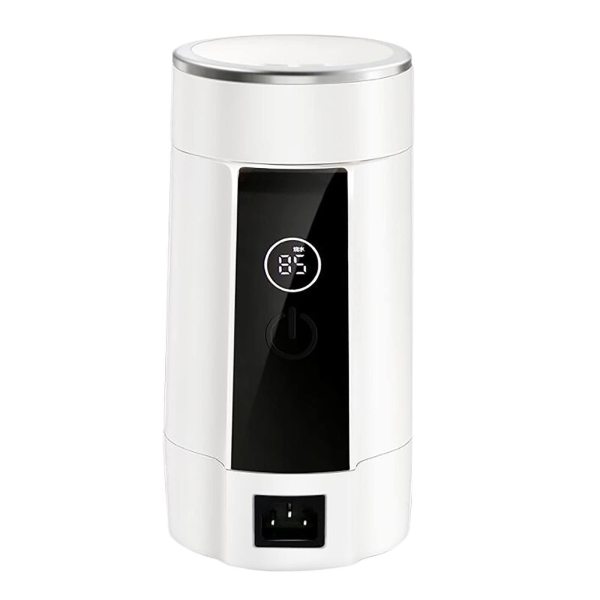 Bouilloire portable 600 ml Mini électrique de voyage chaudière dortoir en acier inoxydable pour appartement, bureau, voyage (blanc)