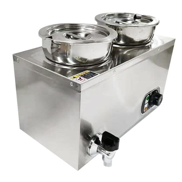 Chauffe-repas avec deux casseroles à soupe - En acier inoxydable - 220 V - Réchauffeur électrique en acier inoxydable