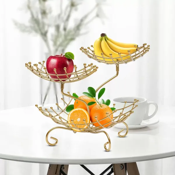 Panier de rangement à 3 niveaux pour fruits et légumes - En métal