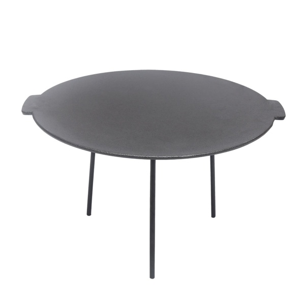 Poêle à griller en fonte, poêle à barbecue en fonte avec 3 pattes, ronde, trépied, plaque de cuisson en fonte - Nettoyage facile