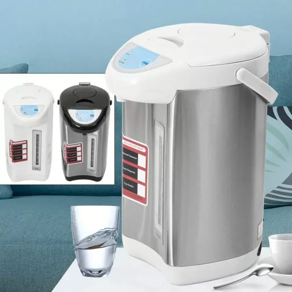 Bouilloire électrique en acier inoxydable - 5,8 l - Distributeur d'eau chaude - Affichage du niveau d'eau - Distributeur d'eau chaude - Gris