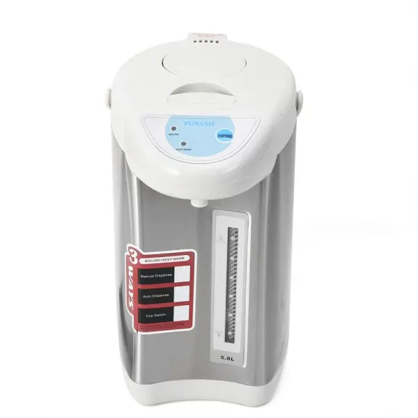 Bouilloire électrique en acier inoxydable - 5,8 l - Distributeur d'eau chaude - Affichage du niveau d'eau - Distributeur d'eau chaude - Gris Bouilloire électrique en acier inoxydable - 5,8 l - Distributeur d'eau chaude - Affichage du niveau d'eau - Distributeur d'eau chaude - Gris