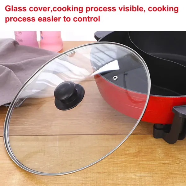 Casserole à double chaudière 220 V 1360 W 6 l avec couvercle en verre Compatible induction Poignée résistante aux températures élevées Rouge