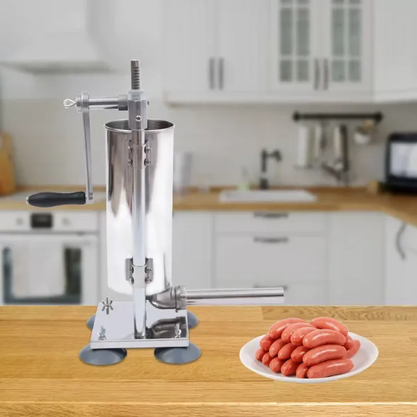 Machine de remplissage à saucisses 3 l en alliage d'aluminium - Pulvérisateur à saucisses manuel - Avec 4 ventouses en silicone - Avec 4 tubes de remplissage en acier inoxydable et 7 tubes Machine de remplissage à saucisses 3 l en alliage d'aluminium - Pulvérisateur à saucisses manuel - Avec 4 ventouses en silicone - Avec 4 tubes de remplissage en acier inoxydable et 7 tubes