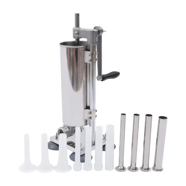 Machine de remplissage à saucisses 3 l en alliage d'aluminium - Pulvérisateur à saucisses manuel - Avec 4 ventouses en silicone - Avec 4 tubes de remplissage en acier inoxydable et 7 tubes