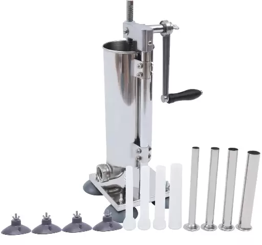 Handmatige worstvulmachine, worstmaker, worstmaker, worstmaker, worstmaker, 3L, verticaal, met 4 vulbuizen en 4 zuignappen
