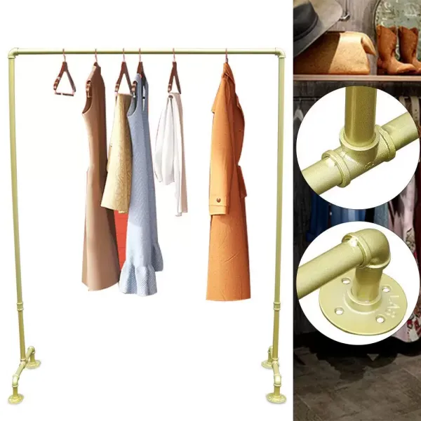 CNCEST Porte-manteau en métal pour l'intérieur ou l'extérieur - Organiseur pour vêtements - Doré.