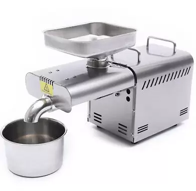 Presse-huile automatique en acier inoxydable - Pour cacahuète, soja, colza - Presse à huile automatique - Argenté - 220 V