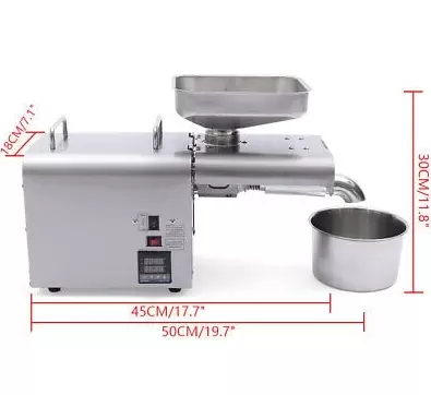 Presse-huile automatique en acier inoxydable - Pour cacahuète, soja, colza - Presse à huile automatique - Argenté - 220 V