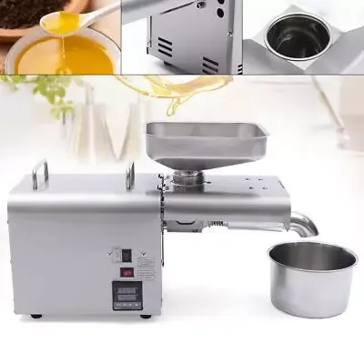 Presse-huile automatique en acier inoxydable - Pour cacahuète, soja, colza - Presse à huile automatique - Argenté - 220 V