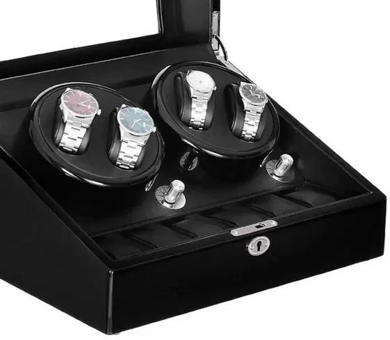 Remontoir automatique pour montres - 10 emplacements - LED - 5 modes - Pour montres et bagues - En polyuréthane - Noir
