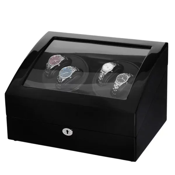 Remontoir automatique pour montres - 10 emplacements - LED - 5 modes - Pour montres et bagues - En polyuréthane - Noir