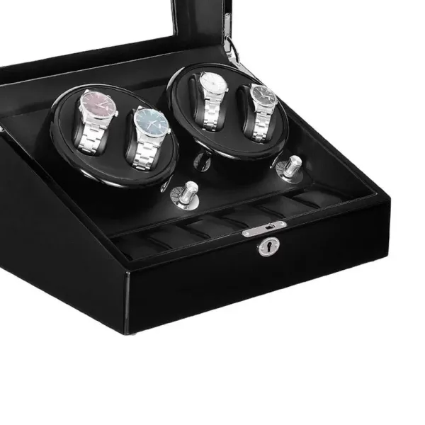 Remontoir automatique pour montres - 10 emplacements - LED - 5 modes - Pour montres et bagues - En polyuréthane - Noir