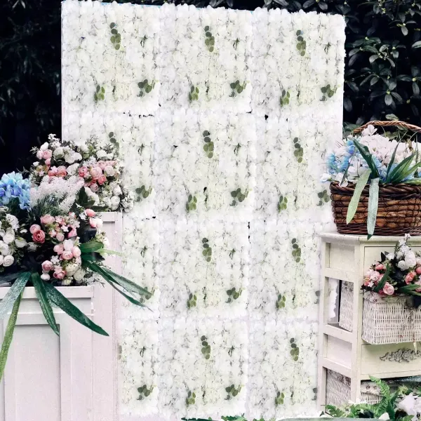 Lot de 12 murs de fleurs artificiels blancs 60 x 40 cm - Panneau mural à fleurs artificielles - Décoration murale de mariage, route