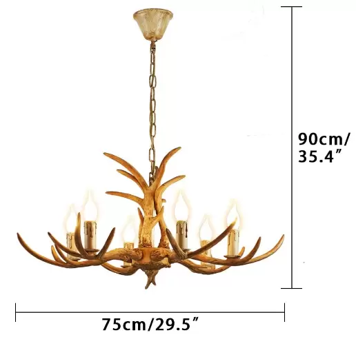 Hertengewei plafondlamp - Vintage stijl - Hars