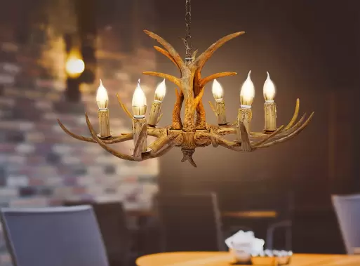 Hertengewei plafondlamp - Vintage stijl - Hars