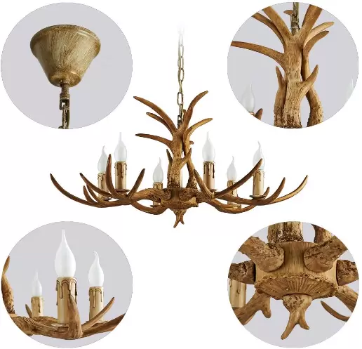 Hertengewei plafondlamp - Vintage stijl - Hars