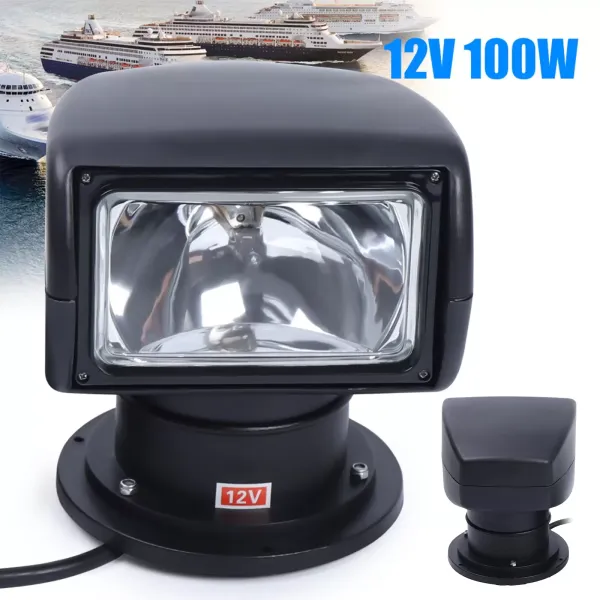 Marine Spotlight, 12 V 100 W étanche pour bateau, camion, voiture avec télécommande, rotation à 360 °, lampe extérieure pour yacht