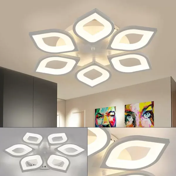 Plafonnier LED - Acrylique - Moderne - Lustre - Plafonnier - Suspension - Pour le salon et la maison - Intensité variable - 6 pièces