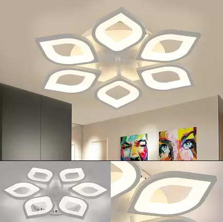 Plafonnier LED - Acrylique - Moderne - Lustre - Plafonnier - Suspension - Pour le salon et la maison - Intensité variable - 6 pièces