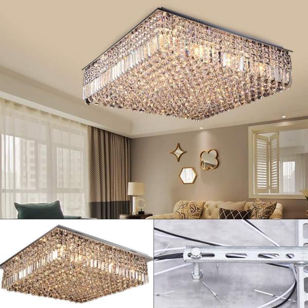 Beau Lustre Lampe Suspendue Lampe Moderne Ronde E14 À Cristaux de Cristal Dimmable Led Plafonnier