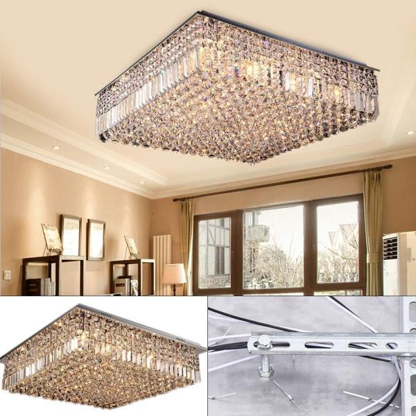 Beau Lustre Lampe Suspendue Lampe Moderne Ronde E14 À Cristaux de Cristal Dimmable Led Plafonnier