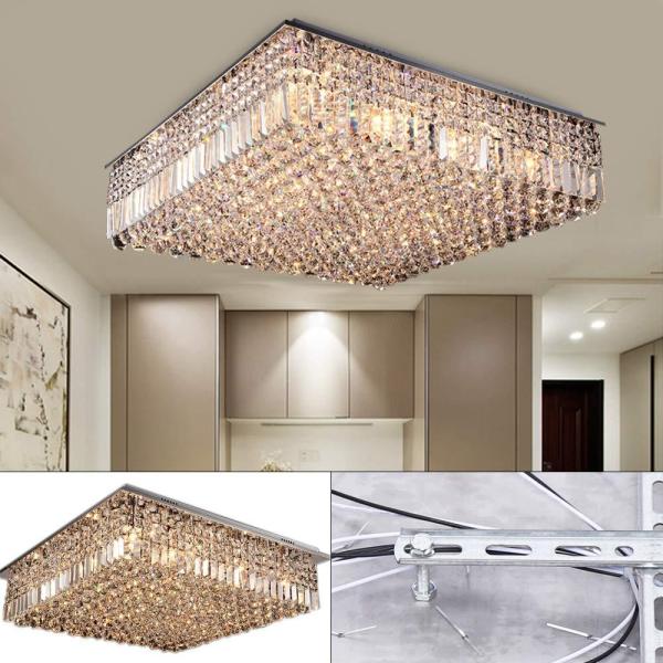 Beau Lustre Lampe Suspendue Lampe Moderne Ronde E14 À Cristaux de Cristal Dimmable Led Plafonnier