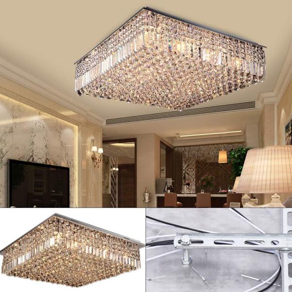 Beau Lustre Lampe Suspendue Lampe Moderne Ronde E14 À Cristaux de Cristal Dimmable Led Plafonnier