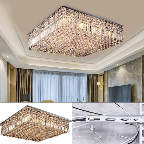 Beau Lustre Lampe Suspendue Lampe Moderne Ronde E14 À Cristaux de Cristal Dimmable Led Plafonnier