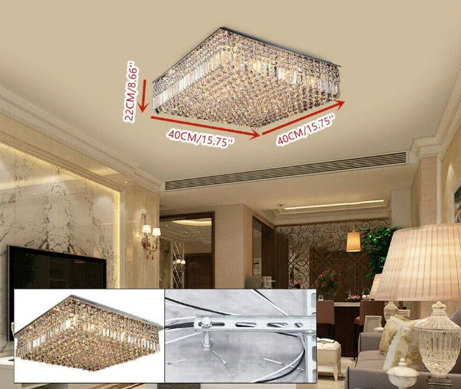 Beau Lustre Lampe Suspendue Lampe Moderne Ronde E14 À Cristaux de Cristal Dimmable Led Plafonnier