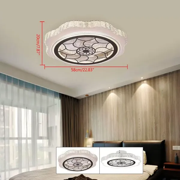 Plafonnier LED avec ventilateur, moderne, silencieux, avec télécommande, ventilateur à intensité variable, pour salon, chambre, salle à manger