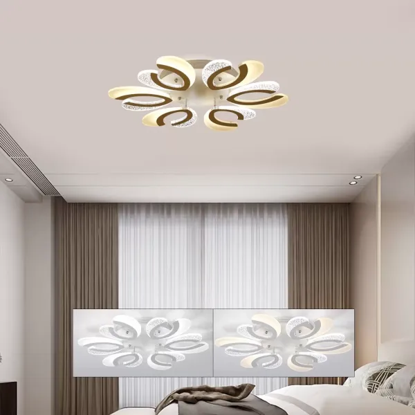 Lampe LED moderne à 6 bras en forme de fleur, éclairage LED à intensité variable en acrylique (72 W)