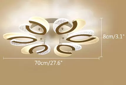 Lampe LED moderne à 6 bras en forme de fleur, éclairage LED à intensité variable en acrylique (72 W)