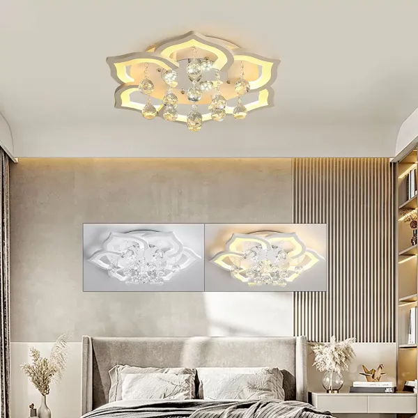 Lustre moderne en acrylique - 60 W - Pour montage encastré - 85-265 V - Acrylique - Métal - Cristal
