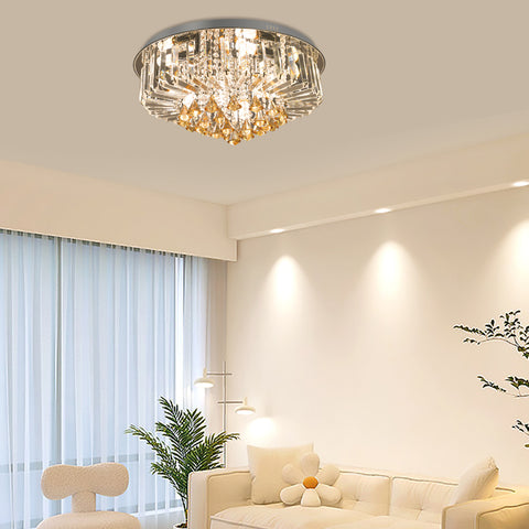 Plafonnier Lustre En Cristal 9 Lumières E14 60cm