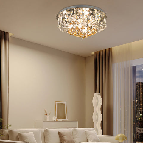 Plafonnier Lustre En Cristal 9 Lumières E14 60cm