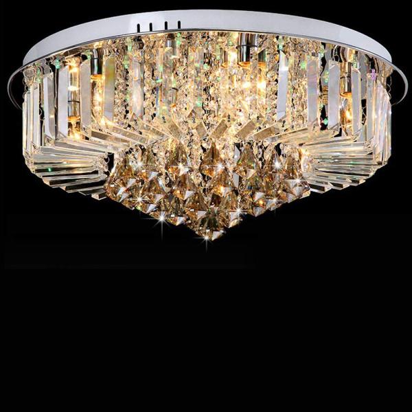 Plafonnier Lustre En Cristal 9 Lumières E14 60cm Moderne Lampe De Plafond Cristal Lustre Plafonniers 3 Couleur de Lumière Décoration d'éclairage