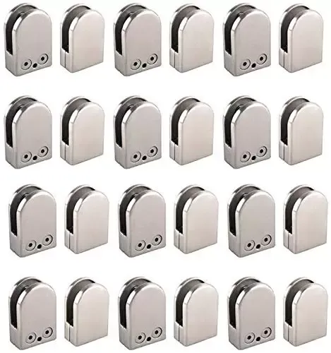 Lot de 24 pinces à verre en acier inoxydable 304 - Réglable - Côté plat pour escalier Balustrade - Main courante - 6-8 mm