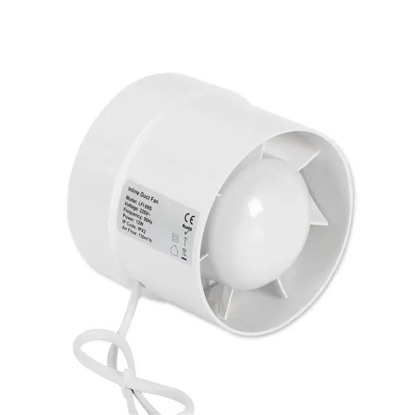 CNCEST Ventilateur tubulaire pour salle de bain avec roulement à billes - 100 / 125 / 150 mm - Pour WC, salle de bain, serre, cuisine - Rond - 100 mm