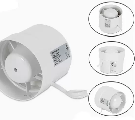 CNCEST badkamer buisventilator met kogellager 100/125/150 mm voor toilet, badkamer, kas, keuken, rond, 100 mm