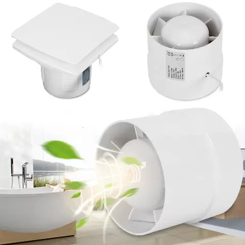 CNCEST badkamer buisventilator met kogellager 100/125/150 mm voor toilet, badkamer, kas, keuken, rond, 100 mm