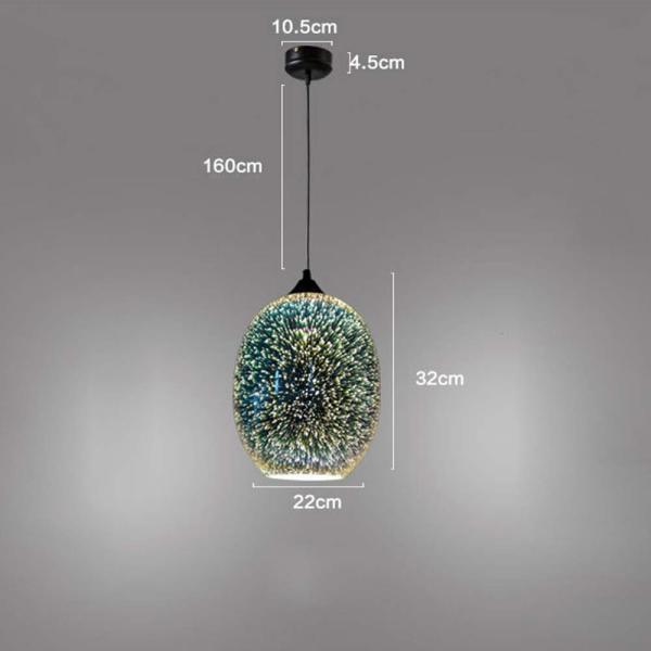 22 * 32 cm Moderne 3D verre lampe suspendue décoration de Noël feu d'artifice lampe de plafond