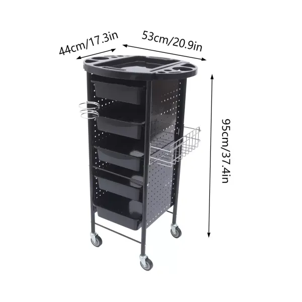 Coiffeur Trolley Beauty Chariot à roulettes 5 tiroirs avec roulettes pour coiffeur et salon cuisine et salle de bain