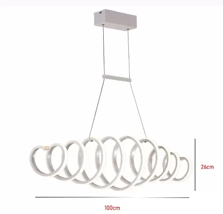 Lustre LED 88 W en forme de S - à Intensité Variable - Design créatif - Plafonnier à suspension - moderne - lumière froide