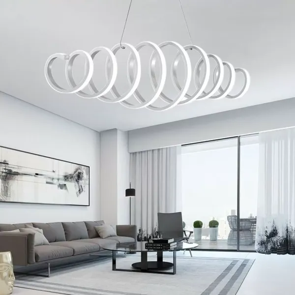 Lustre LED 88 W en forme de S - à Intensité Variable - Design créatif - Plafonnier à suspension - moderne - lumière froide/chaude