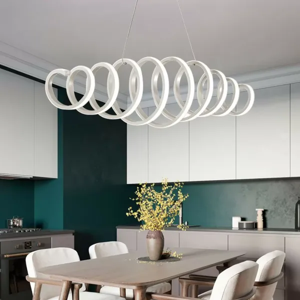 Lustre LED 88 W en forme de S - à Intensité Variable - Design créatif - Plafonnier à suspension - moderne - lumière froide/chaude