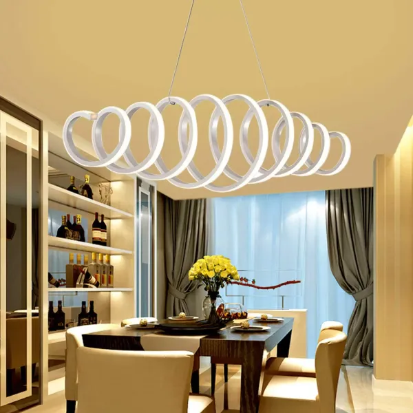 Lustre LED 88 W en forme de S - à Intensité Variable - Design créatif - Plafonnier à suspension - moderne - lumière froide/chaude